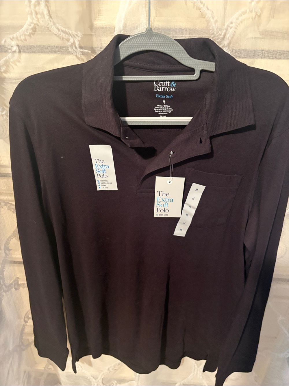 croft & barrow Long-Sleeve Polo Shirt - Black